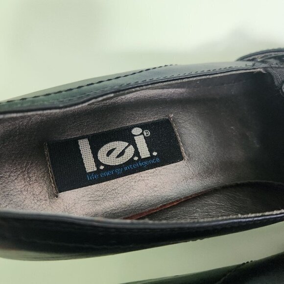 Vintage Y2K Black Vegan Leather Chunky Platform Heels Size 9 - Picture 6 of 6